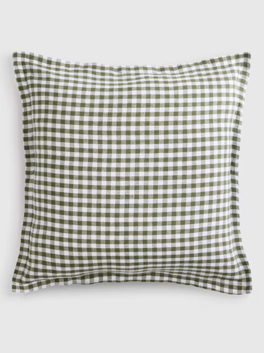 European Linen Olive Gingham Euro Sham 26 x 26